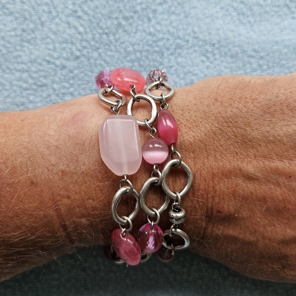 Premier Designs Bracelet, Perfectly Pink, Glass & Ceramic Beads, NIB